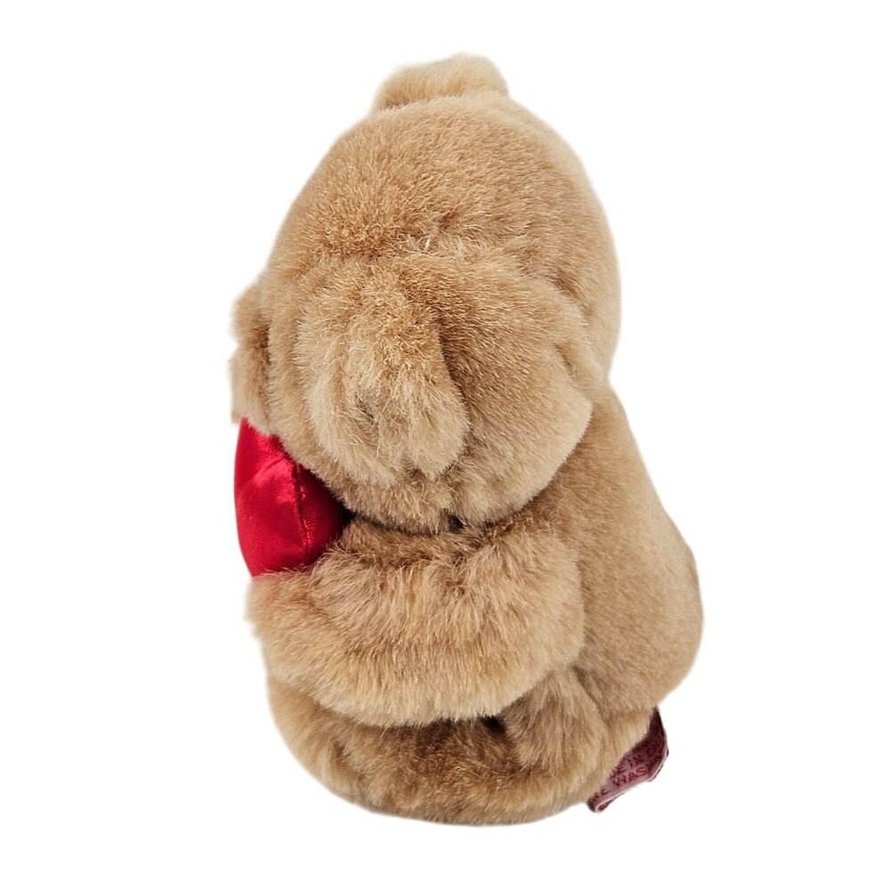 Russ Berrie Teddy Bear Plush Red SatinHeart 6 in Polyester Fiber Vintage - Picture 6 of 9